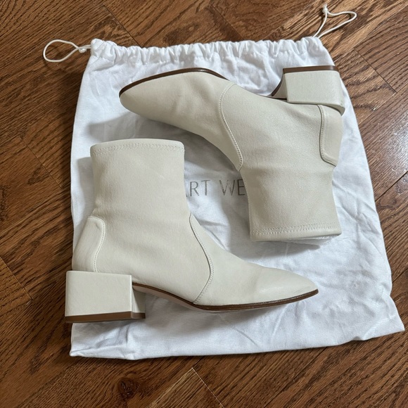Stuart Weitzman Nappa Off White Leather Boots - Picture 4 of 11